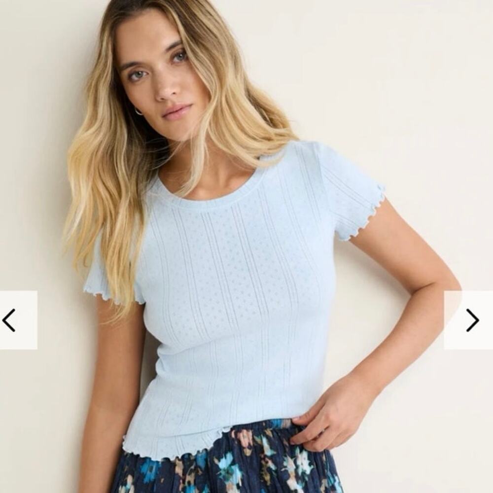 NWOT NZ By Nic + Zie Pointelle Rib Georgia Tee in Crystal SZ S